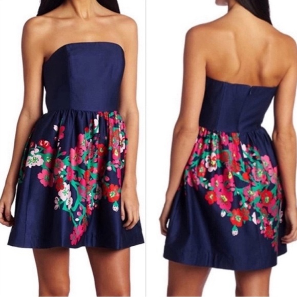 Lilly Pulitzer Bright Navy Cherry Mine Lottie Strapless Mini Dress in 6 - Picture 15 of 15